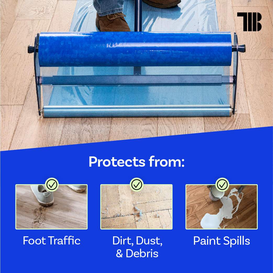 Floor Protection Film - Temporary Floor Protection Tape for Covering Hardwood, Tile & Hard Surfaces
