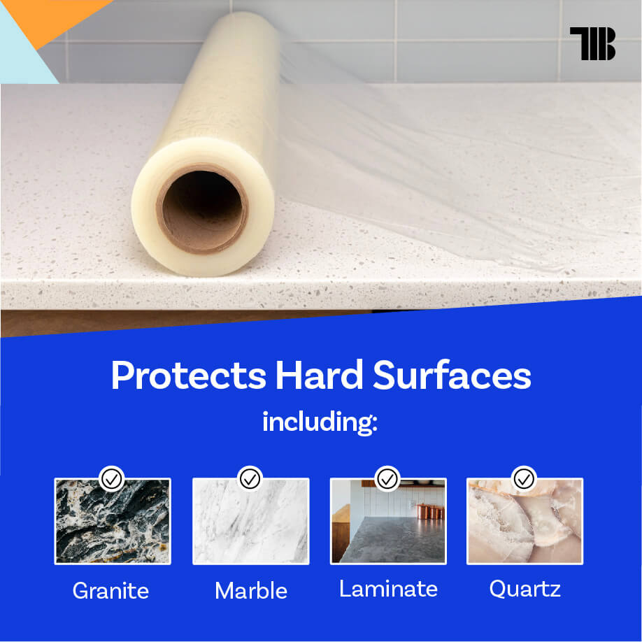 Countertop Protection Film - Temporary Kitchen Countertop Protector for Quartz, Granite, and Marble
