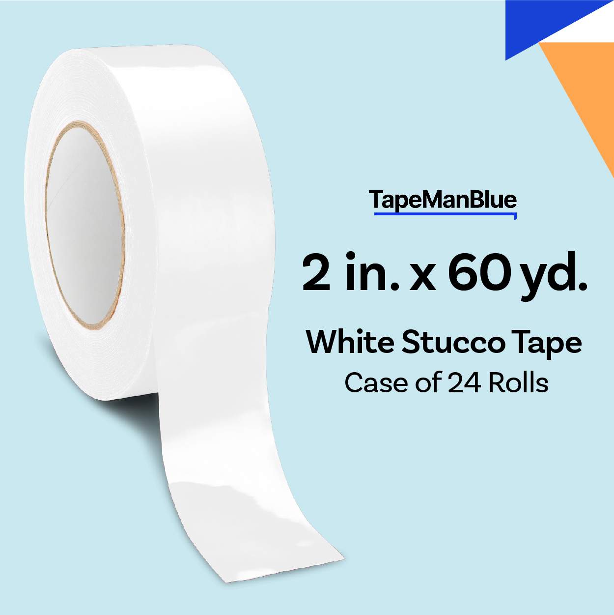 White Stucco Tape - 2 inch x 60 yd, Case of 24 Rolls