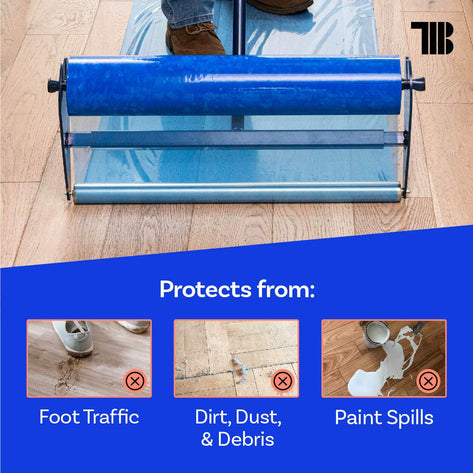 Floor Protection Film, Blue Floor Protector Film Roll Self Adhesive  Transparent Floor Protection Film Covering for Hardwood Floor, Tile, and  Hard