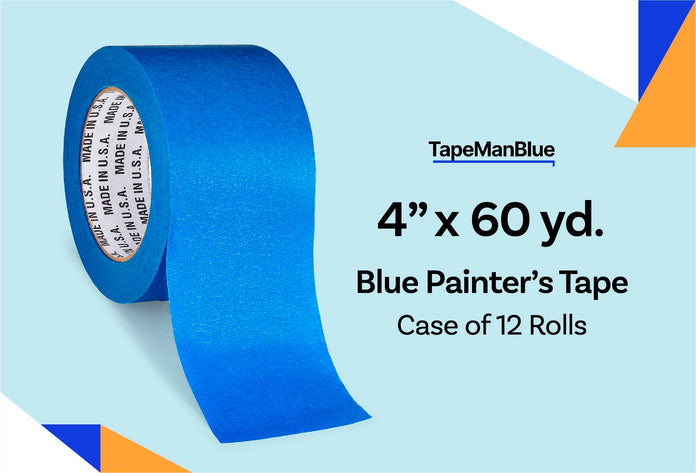 Wide Blue Painters Tape, 4 inch & 12 inch (60 Yards), 3D Printing Tape,  Easy Clean Removal up to 21 Days, Masking Tape