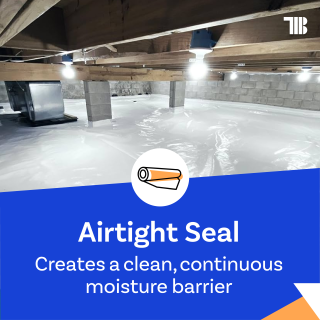 Vapor Barrier Tape, 4 inch x 180 ft, White Polyethylene Tape to Seam & Seal Crawlspaces