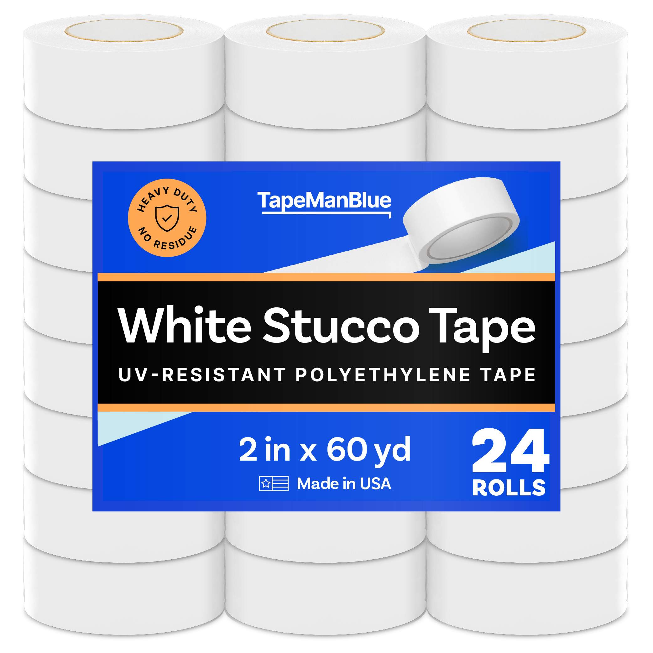 White Stucco Tape - 2 inch x 60 yd, Case of 24 Rolls