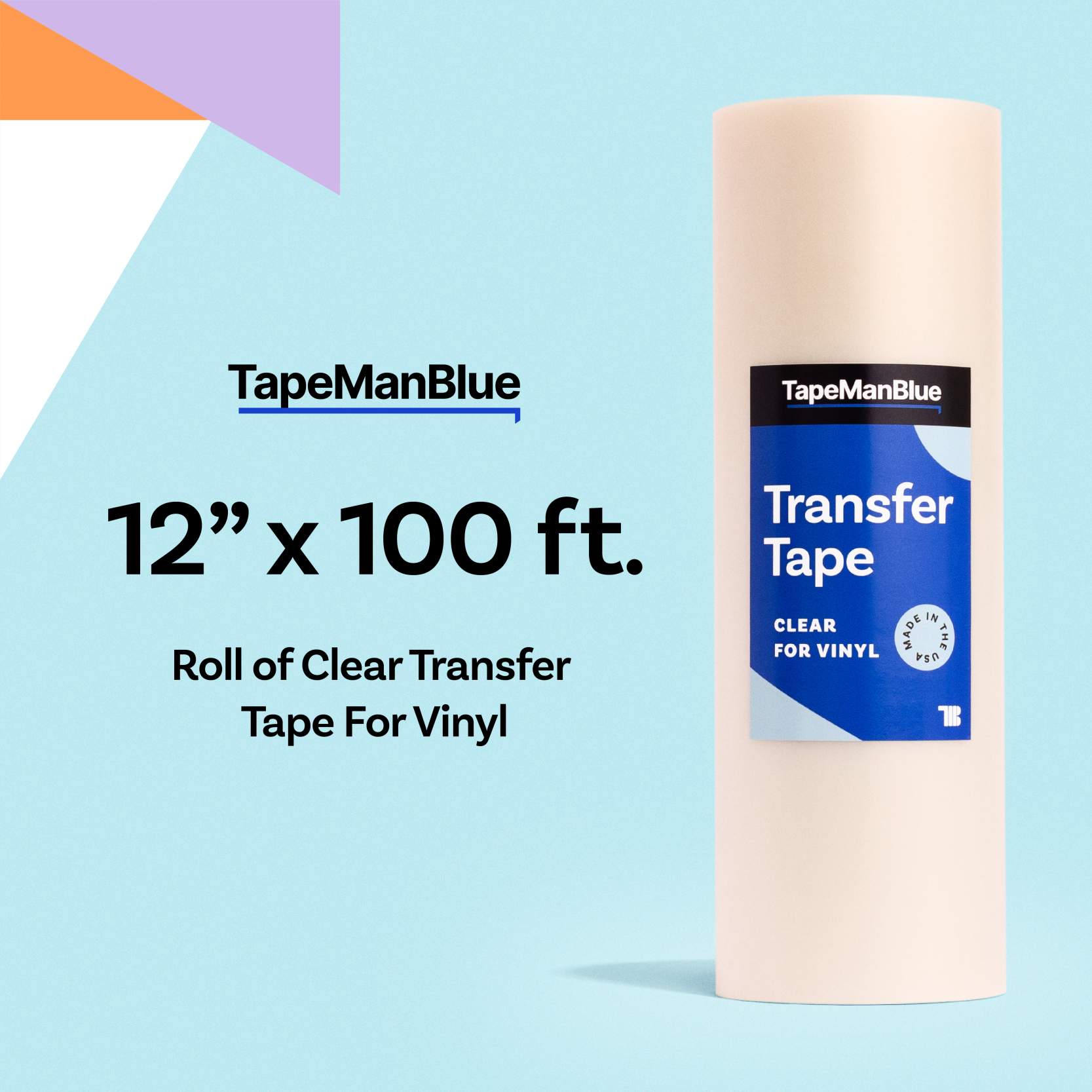 12" x 100' Roll of Clear Transfer Tape for Vinyl